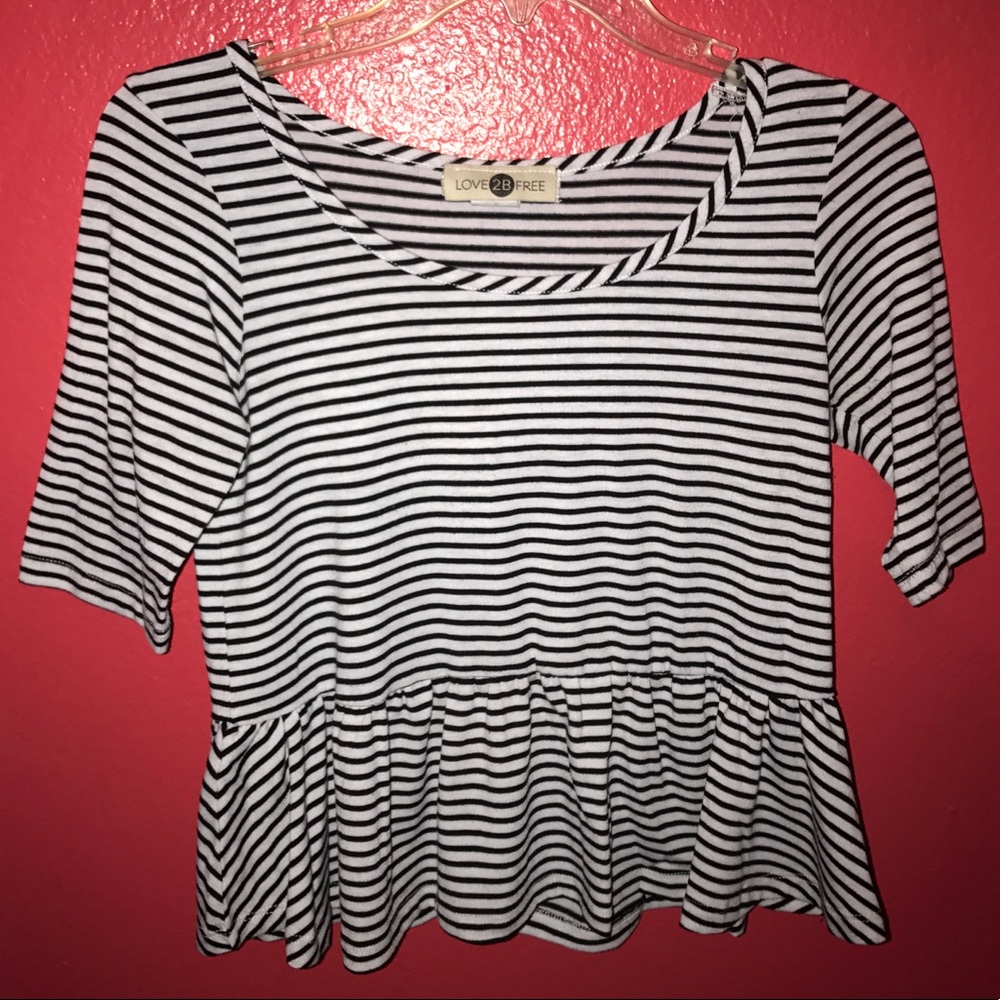 Girly black and white frilly top